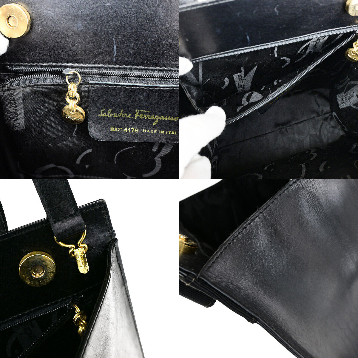 SALVATORE FERRAGAMO Vara 2Way Shoulder Hand Bag Leather Black GHW Italy 35YF579