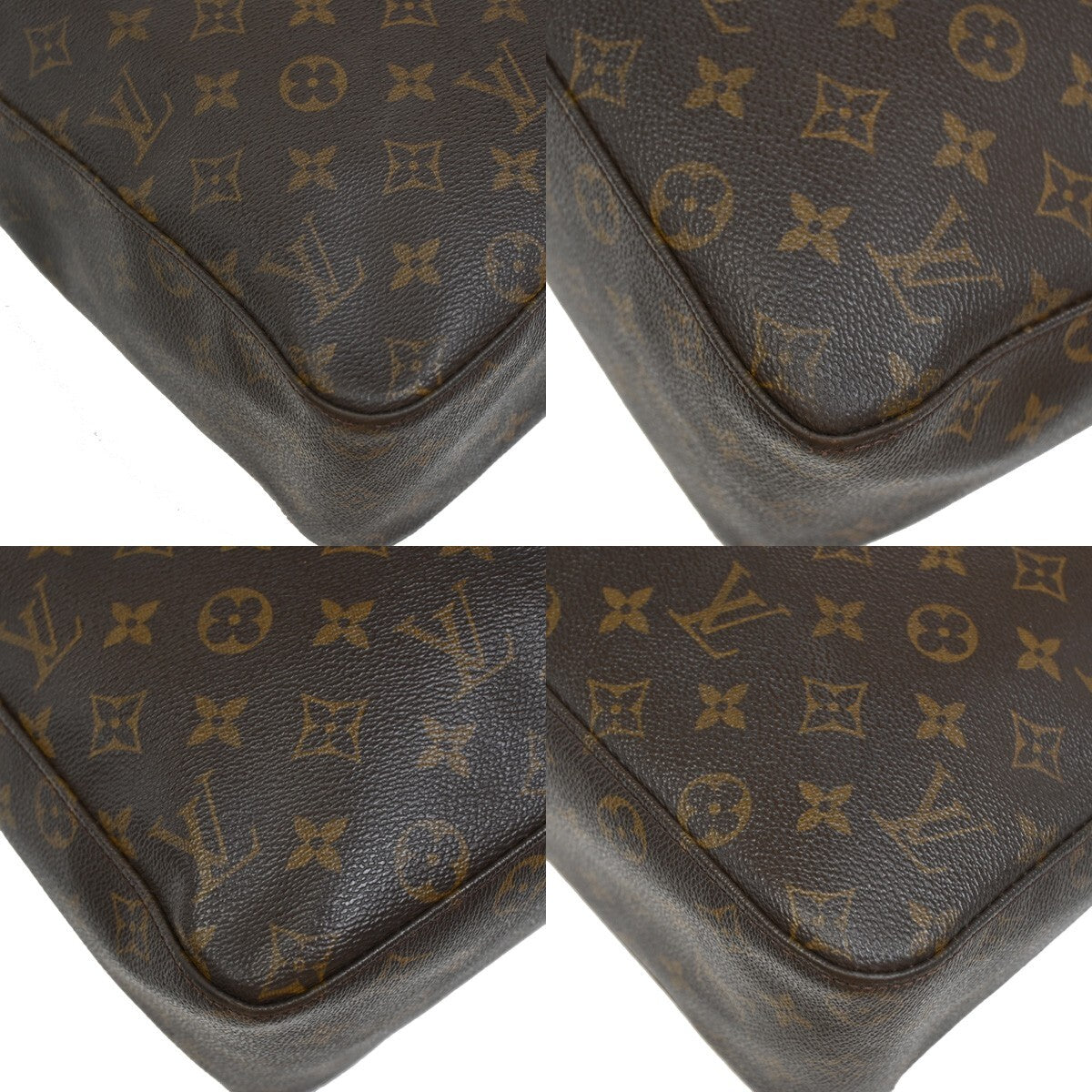 LOUIS VUITTON Logo Looping GM Shoulder Bag Monogram Leather Brown M51145 64EE288