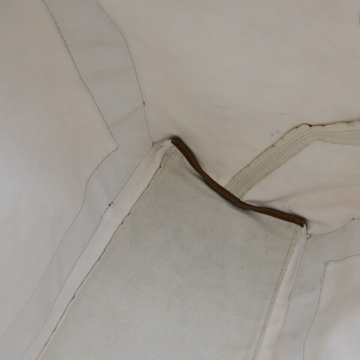 BALENCIAGA Logo Navy Cabas Shoulder Tote Bag Canvas Leather Ivory Brown 33EC031