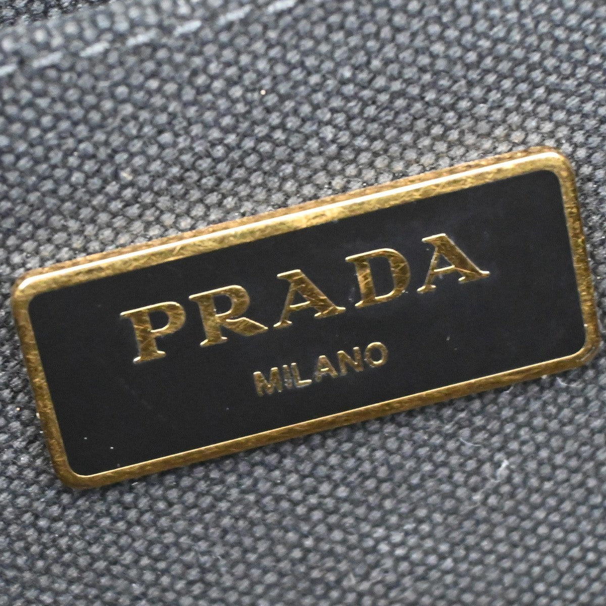 PRADA Logo Canapa 2Way Shoulder Hand Bag Canvas Leather Black GHW 77KB733