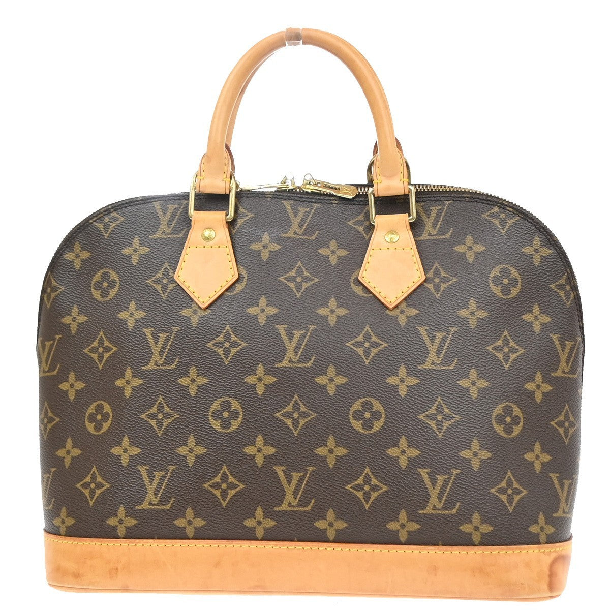 LOUIS VUITTON LV Logo Alma Hand Bag Monogram Leather Brown France M51130 85YJ240