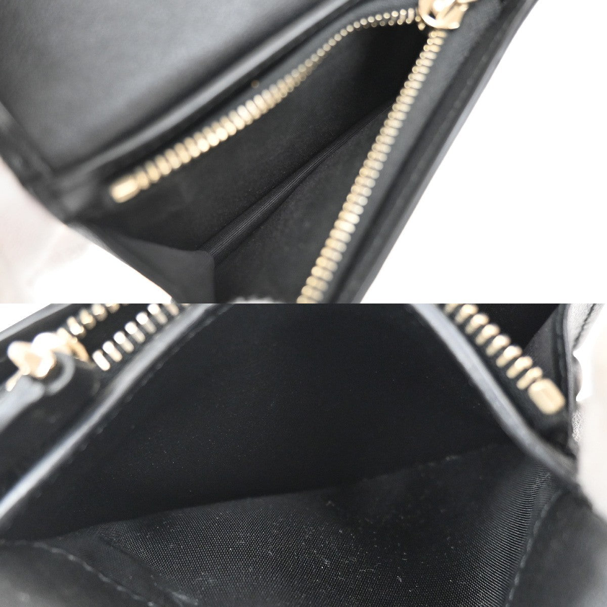 VALENTINO Logo Studs Compact Bifold Wallet Purse Leather Black GHW Italy 69KB160