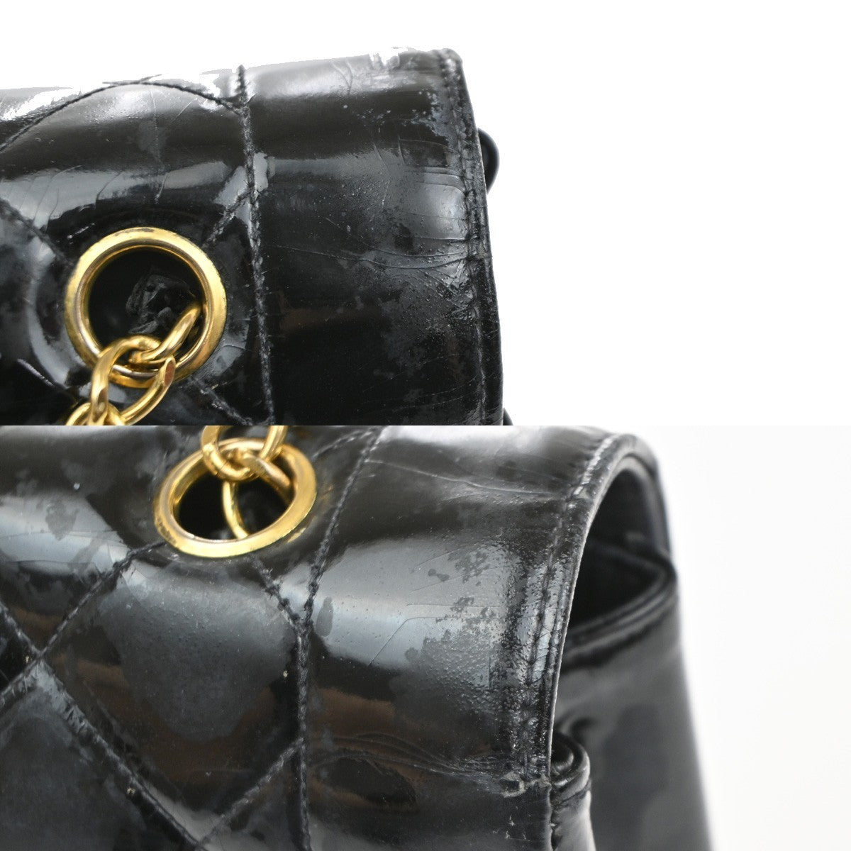 CHANEL CC Diana 25 Matelasse Chain Shoulder Bag Patent Leather BK VTE 678RL966