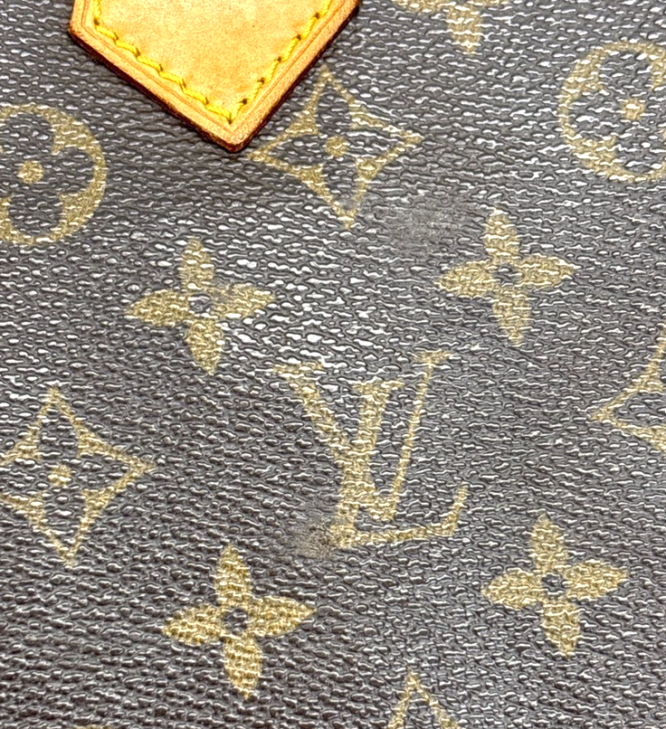 LOUIS VUITTON Logo Sac Plat Hand Tote Bag Monogram Leather Brown M51140 65KC814
