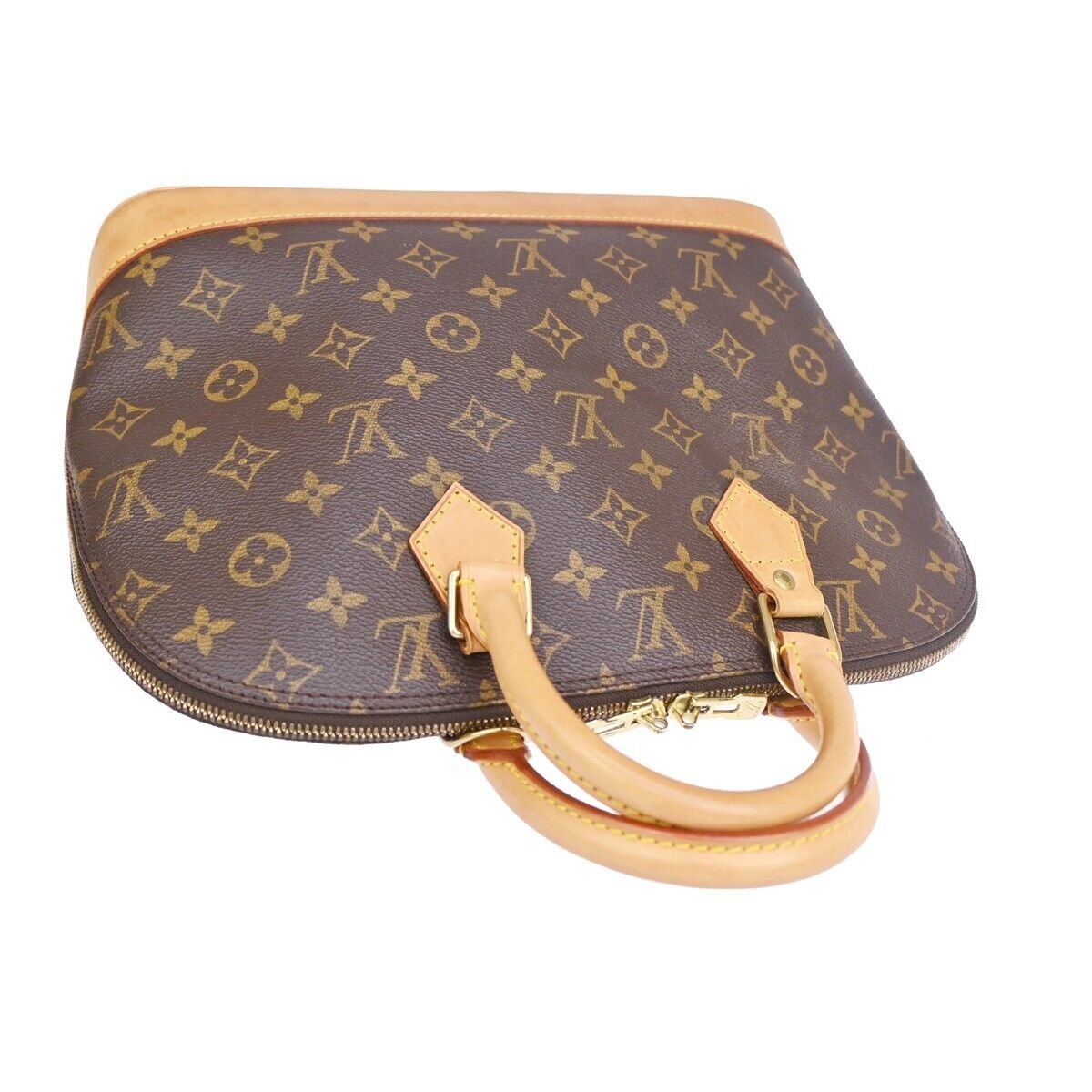 LOUIS VUITTON LV Logo Alma Hand Bag Monogram Leather Brown France M51130 16DA025