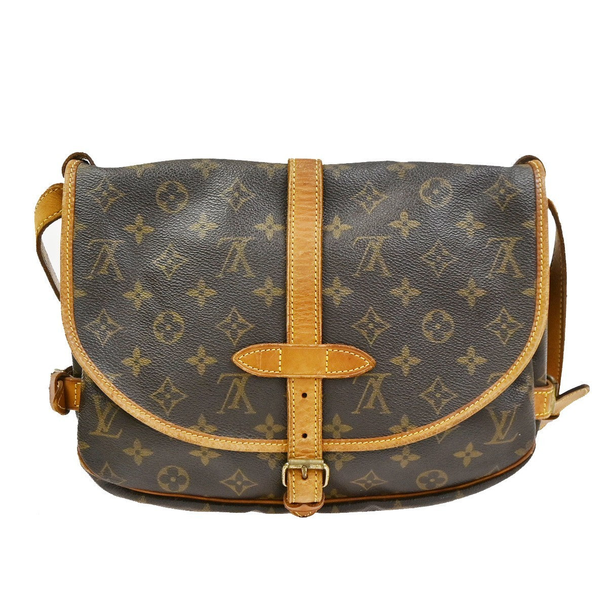 LOUIS VUITTON Logo Saumur 30 Shoulder Bag Monogram Leather Brown M42256 34CA957
