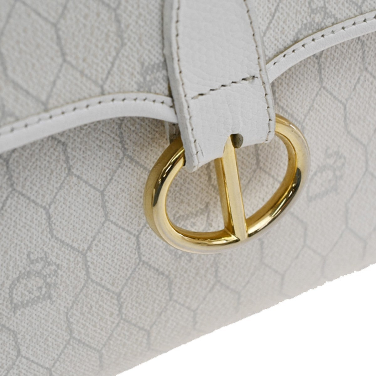 CHRISTIAN DIOR Honeycomb pattern Shoulder Bag PVC Leather White France 30MA503