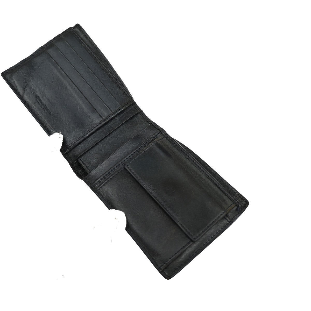 BOTTEGA VENETA Logo Intrecciato Bifold Compact Wallet Leather Navy Blue 07KP151