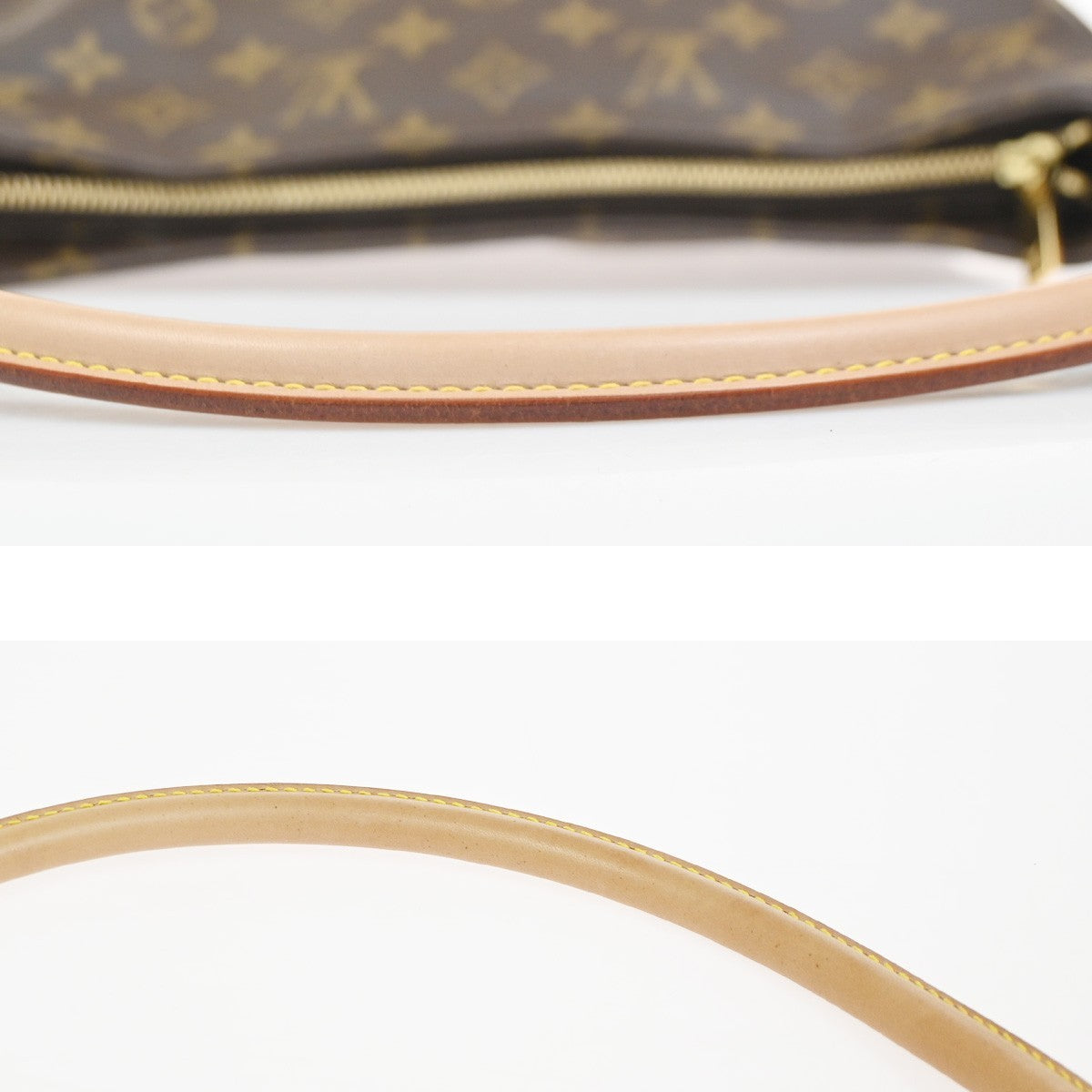 LOUIS VUITTON Logo Looping GM Shoulder Bag Monogram Leather Brown M51145 26RL728