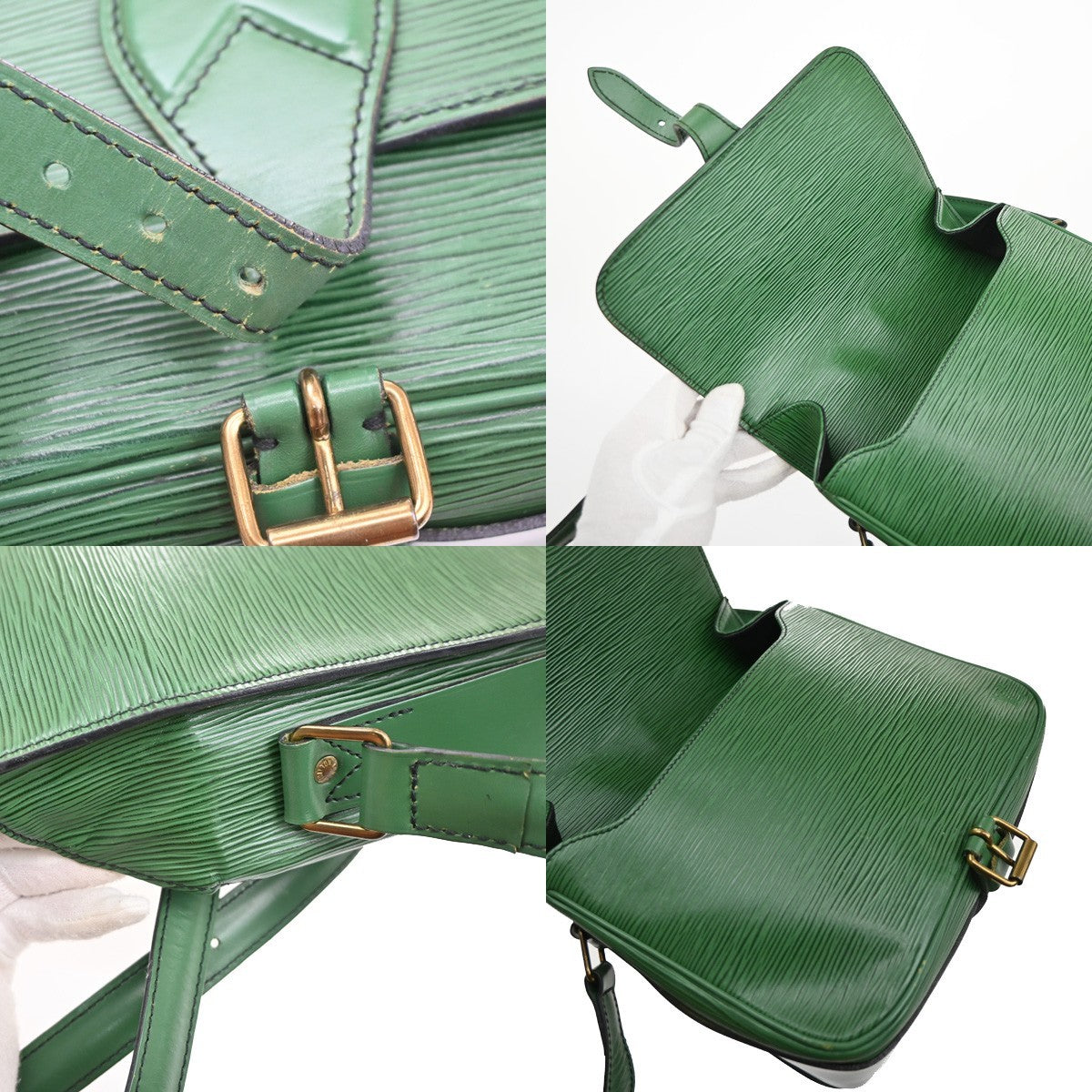 LOUIS VUITTON LV Cartouchiere MM Shoulder Bag Epi Leather Green M52244 80SA155