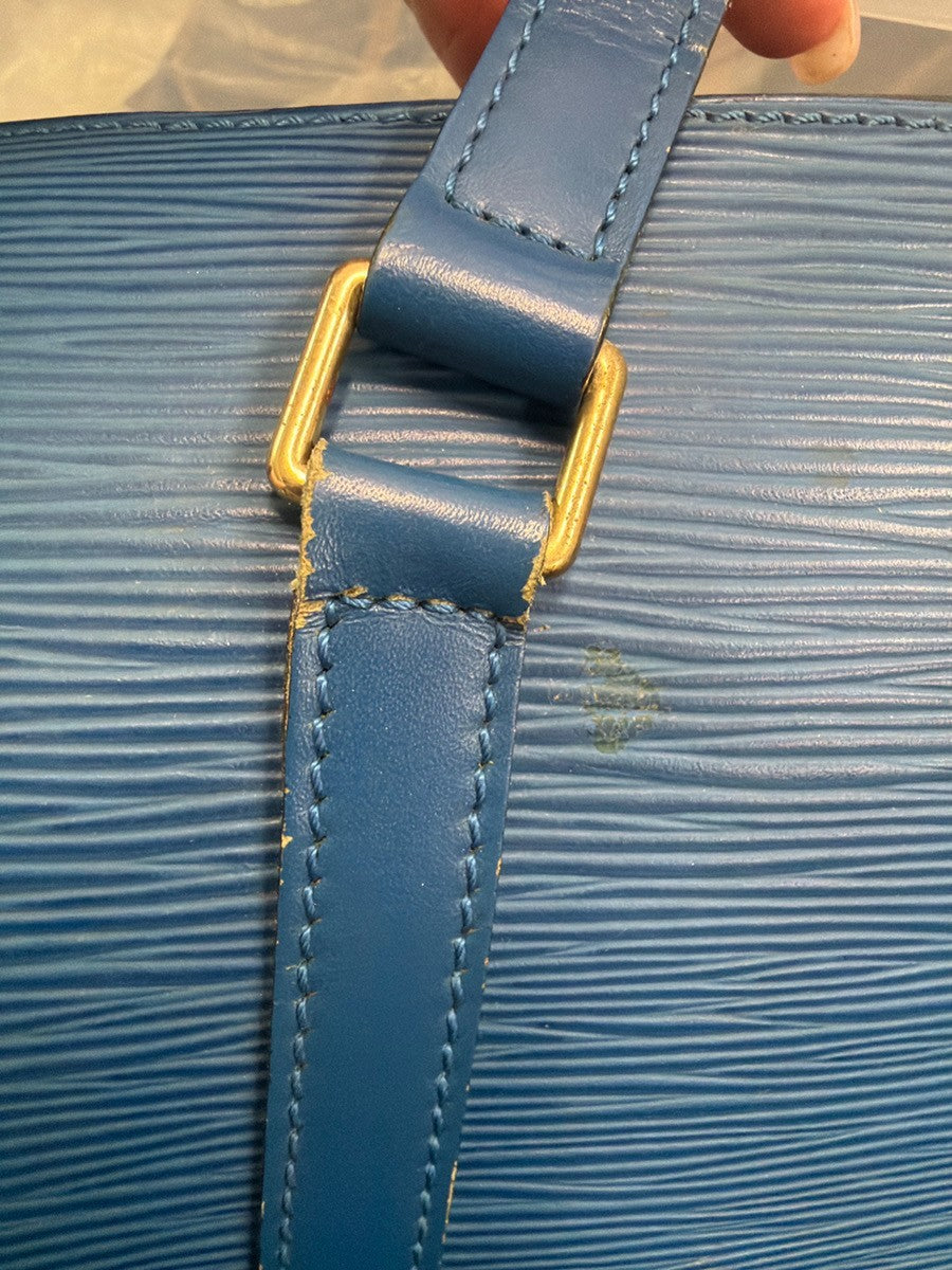 LOUIS VUITTON LV Logo Soufflot Hand Bag Epi Leather Blue France M52225 83YJ139