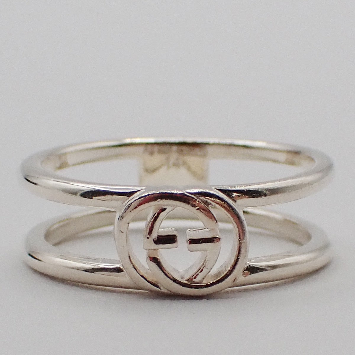 GUCCI Logo Interlocking G Ring Sterling Silver Size JP 12 US 6.5 Italy 60EF899