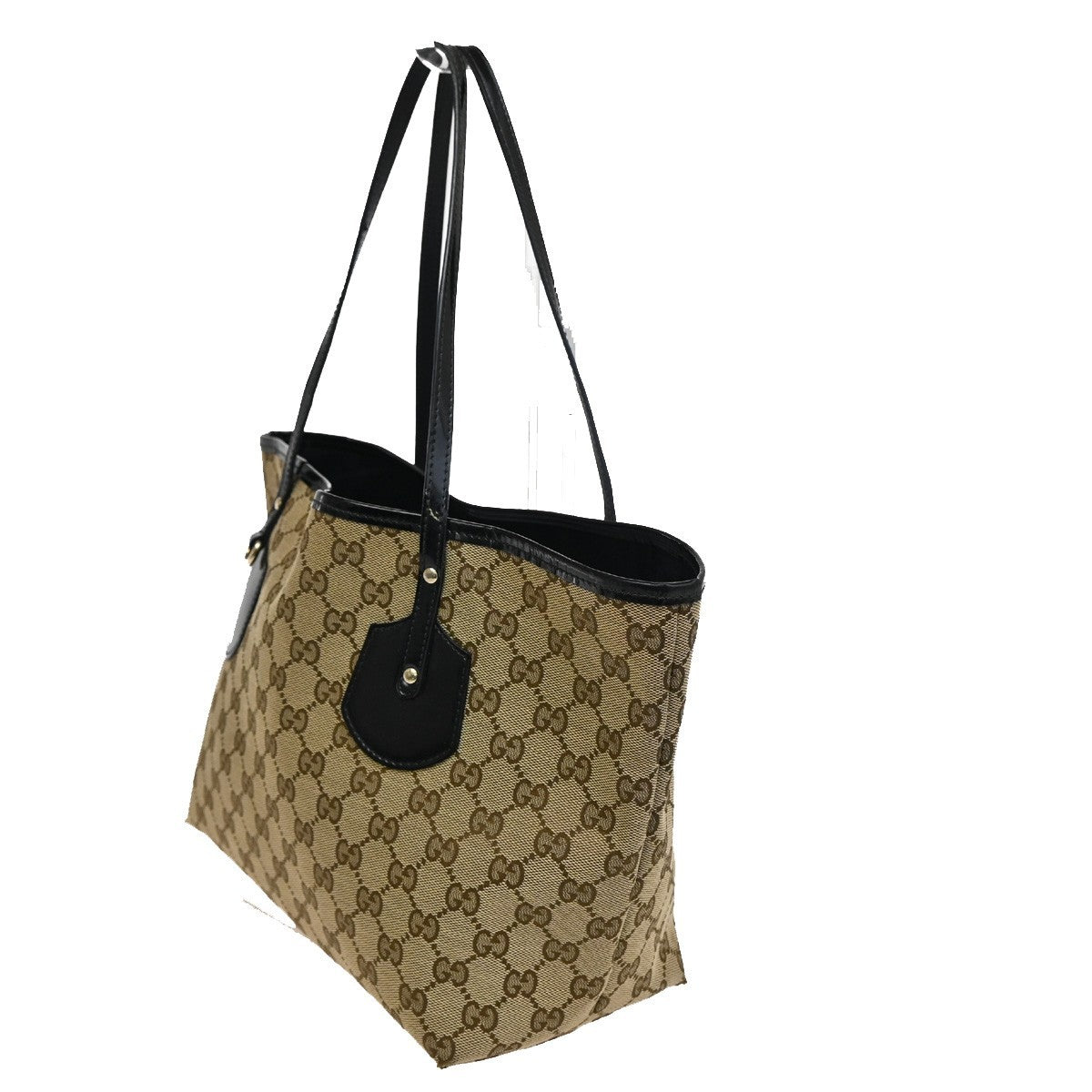 GUCCI GG Canvas Shoulder Bag Canvas Patent Leather Brown BlackGHW Italy 38TA160