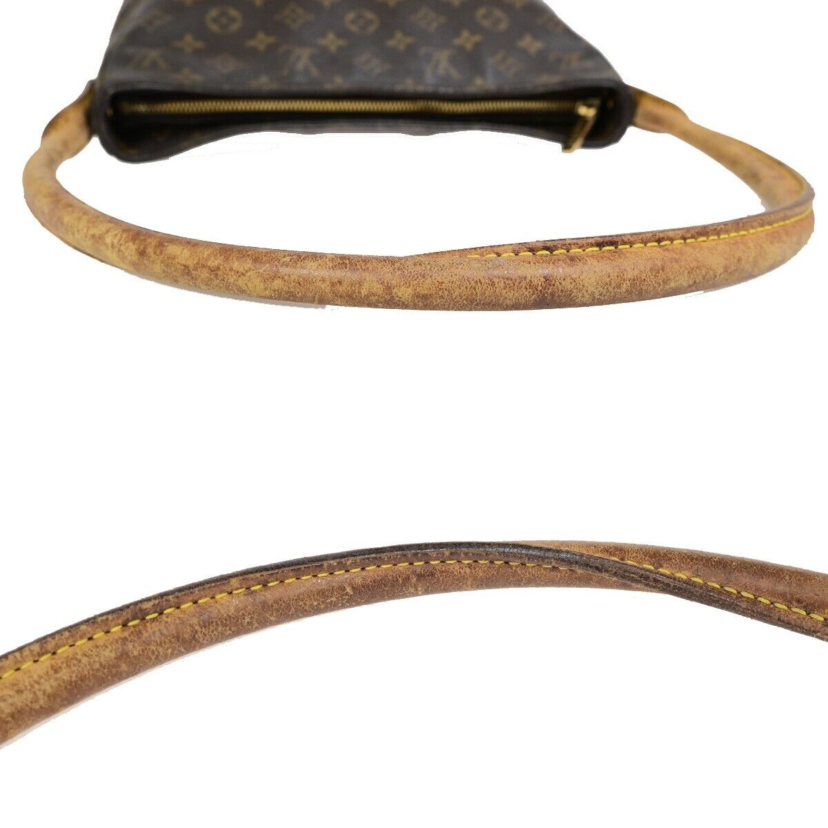 LOUIS VUITTON Logo Looping GM Shoulder Bag Monogram Leather Brown M51145 36EB697