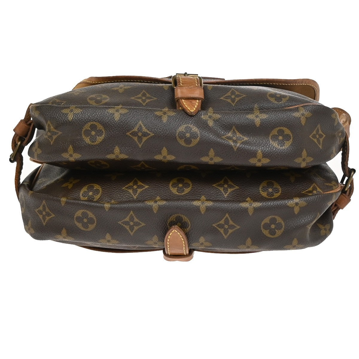 LOUIS VUITTON Logo Saumur 30 Shoulder Bag Monogram Leather Brown M42256 69YJ054