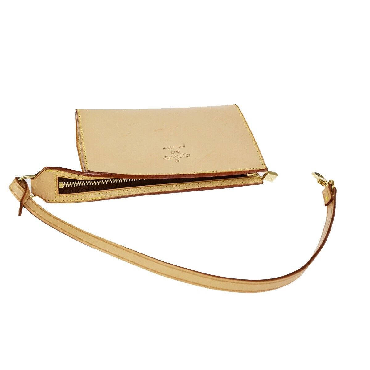 LOUIS VUITTON Logo Cabas Ambre  Pouch Bag Nomade Leather Beige Spain 04SJ427