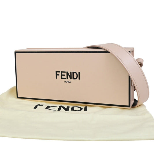 FENDI Logo Horizontal Box Shoulder Bag Leather Pink GHW Made in Italy 99RK677