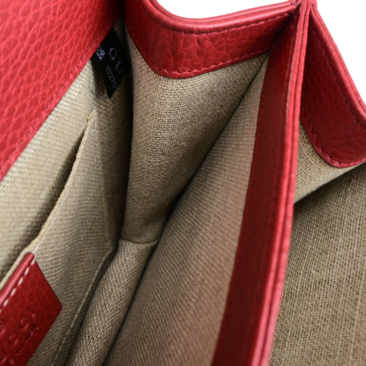 GUCCI Logo Interlocking G Chain Mini Shoulder Bag Leather Red GHW Italy 52YG617