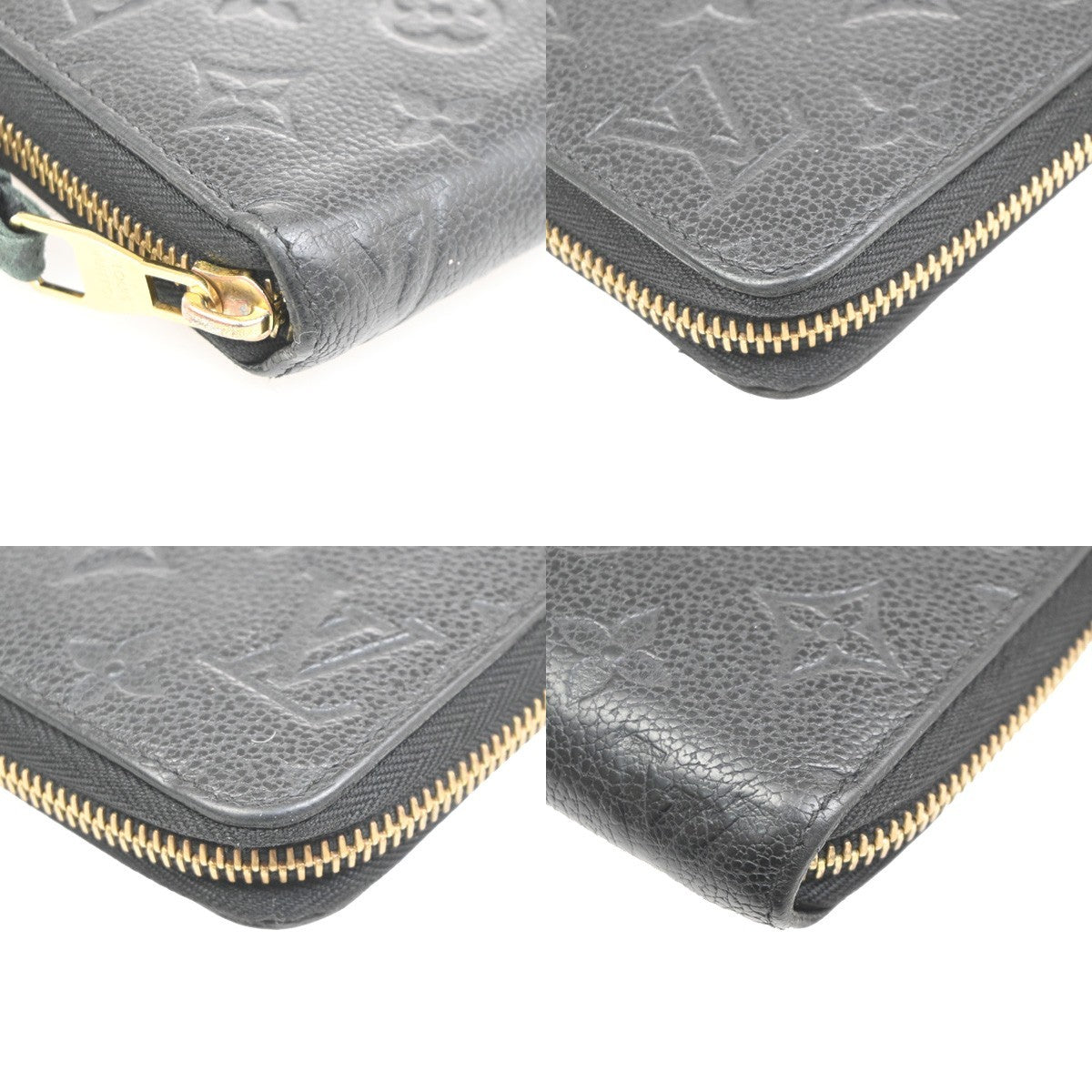 LOUIS VUITTON Zippy Long Wallet Monogram Empreinte Leather Black M61864 80KD173
