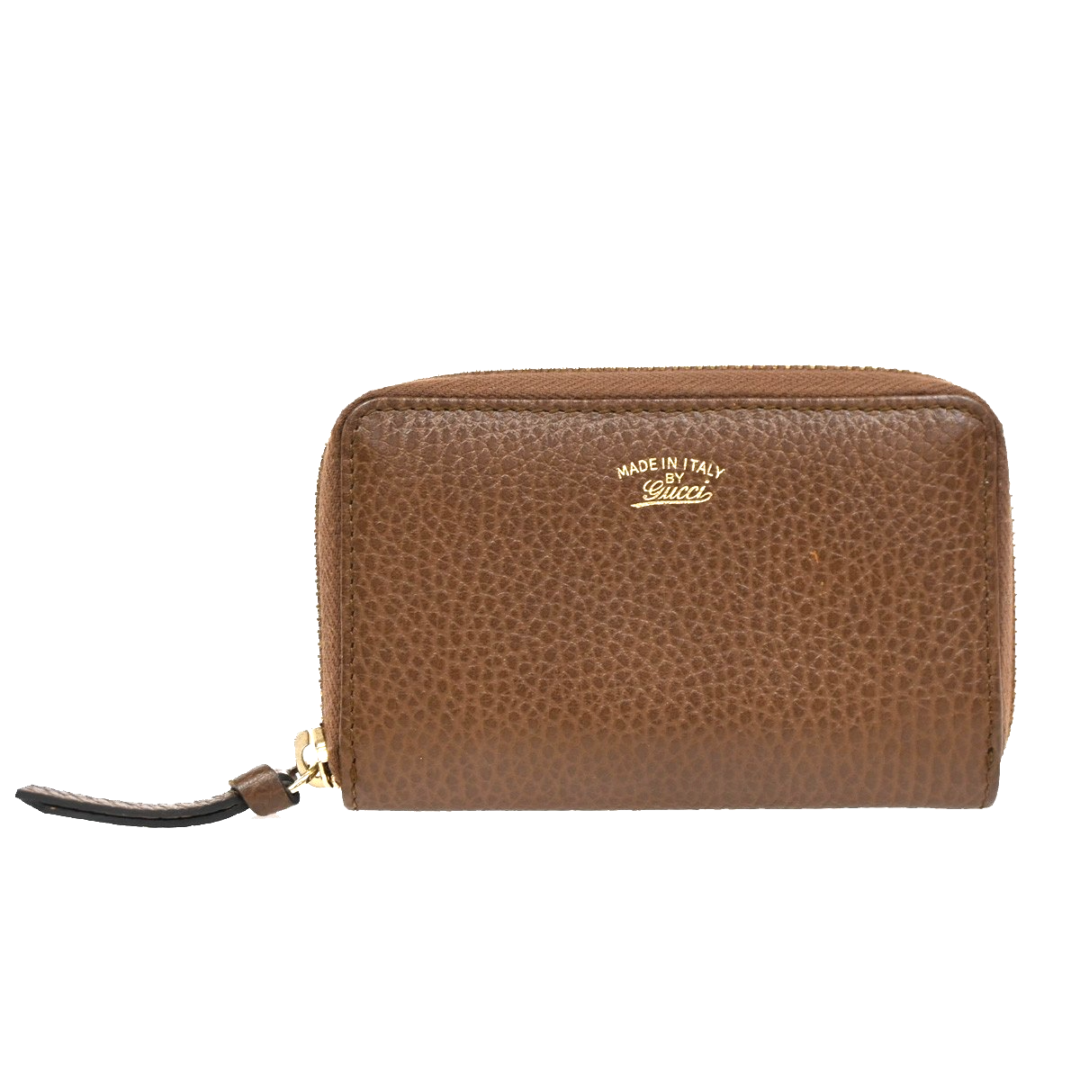 GUCCI Logo Zippy Mini Coin Case Wallet Leather Brown GHW Italy 65KB903