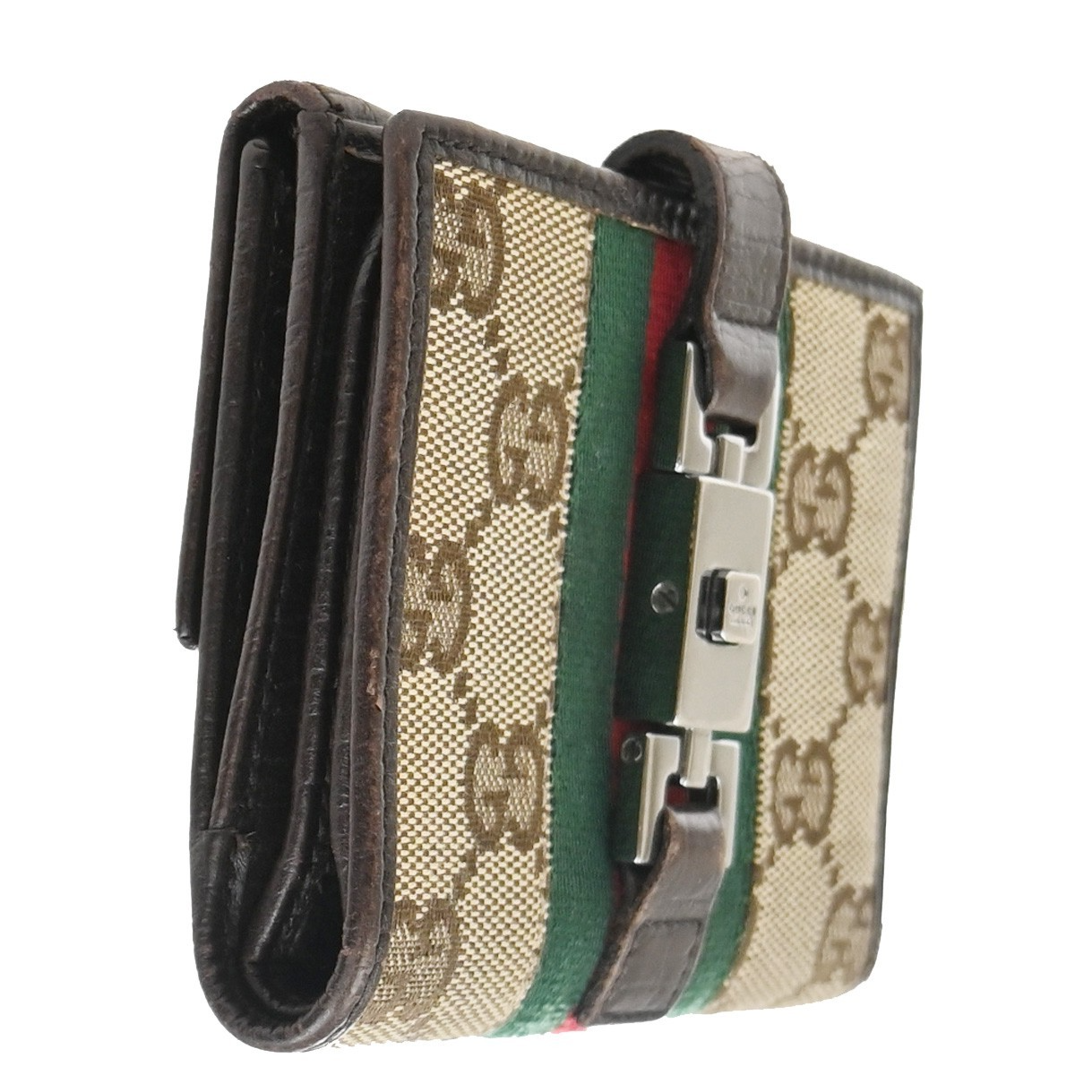 GUCCI Jackie GG Pattern Sherry Line Bifold Wallet Canvas Leather BE BN 07KC936