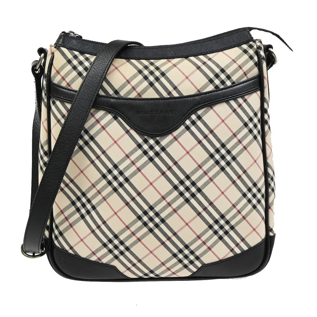 BURBERRY Logo Nova Check Crossbody Shoulder Bag Canvas Leather Beige BK 87RL986