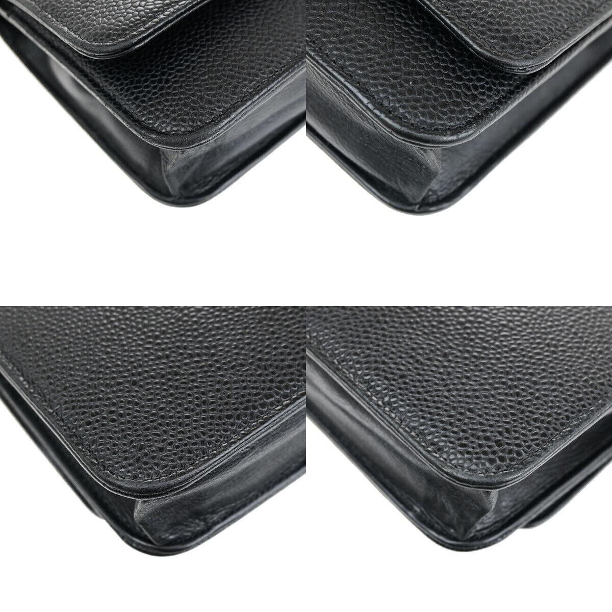 CHANEL CC Logo GST Chain Shoulder Bag Wallet Caviar Skin Leather BK SHW 390RF144