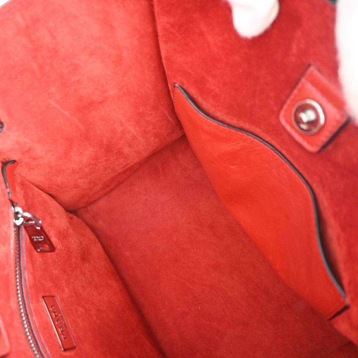 PRADA Logo 2Way Shoulder Hand Bag Glace Calf Leather Red SHW Italy 12TA657