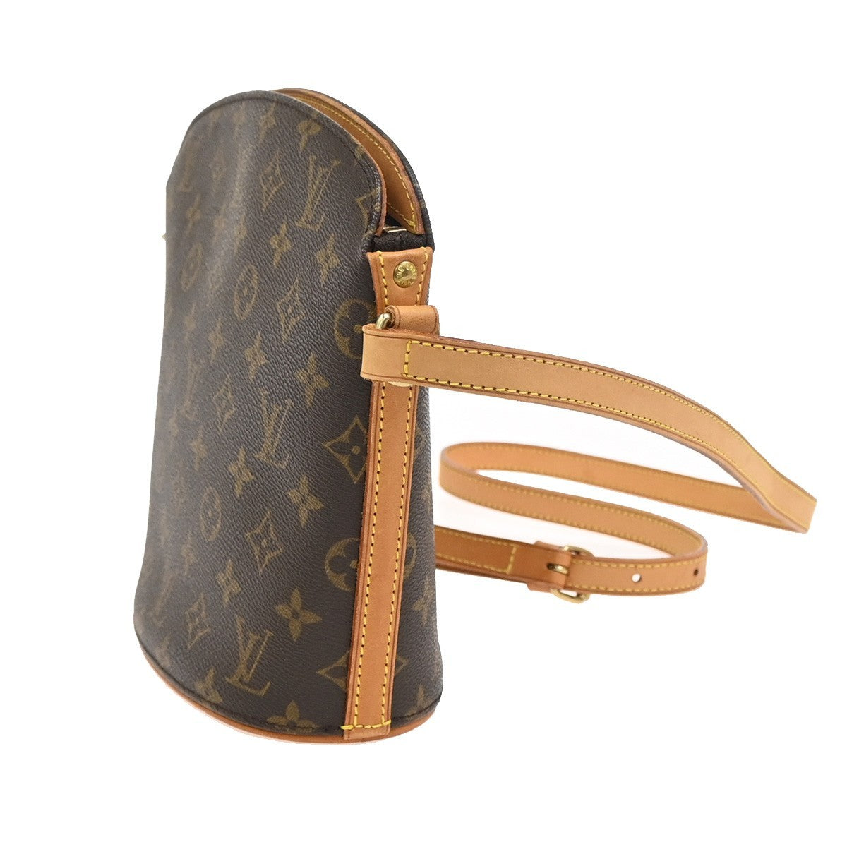 LOUIS VUITTON Logo Drouot Shoulder Bag Monogram Leather Brown M51290 16KC896