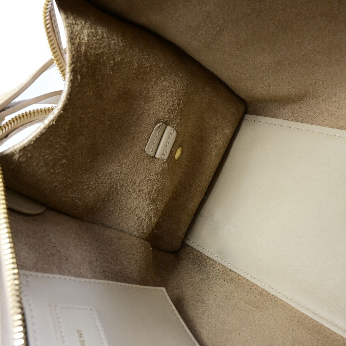 SAINT LAURENT  Logo Classic Y Cabas 2 Way Hand Bag Leather Beige Gold 72EB672