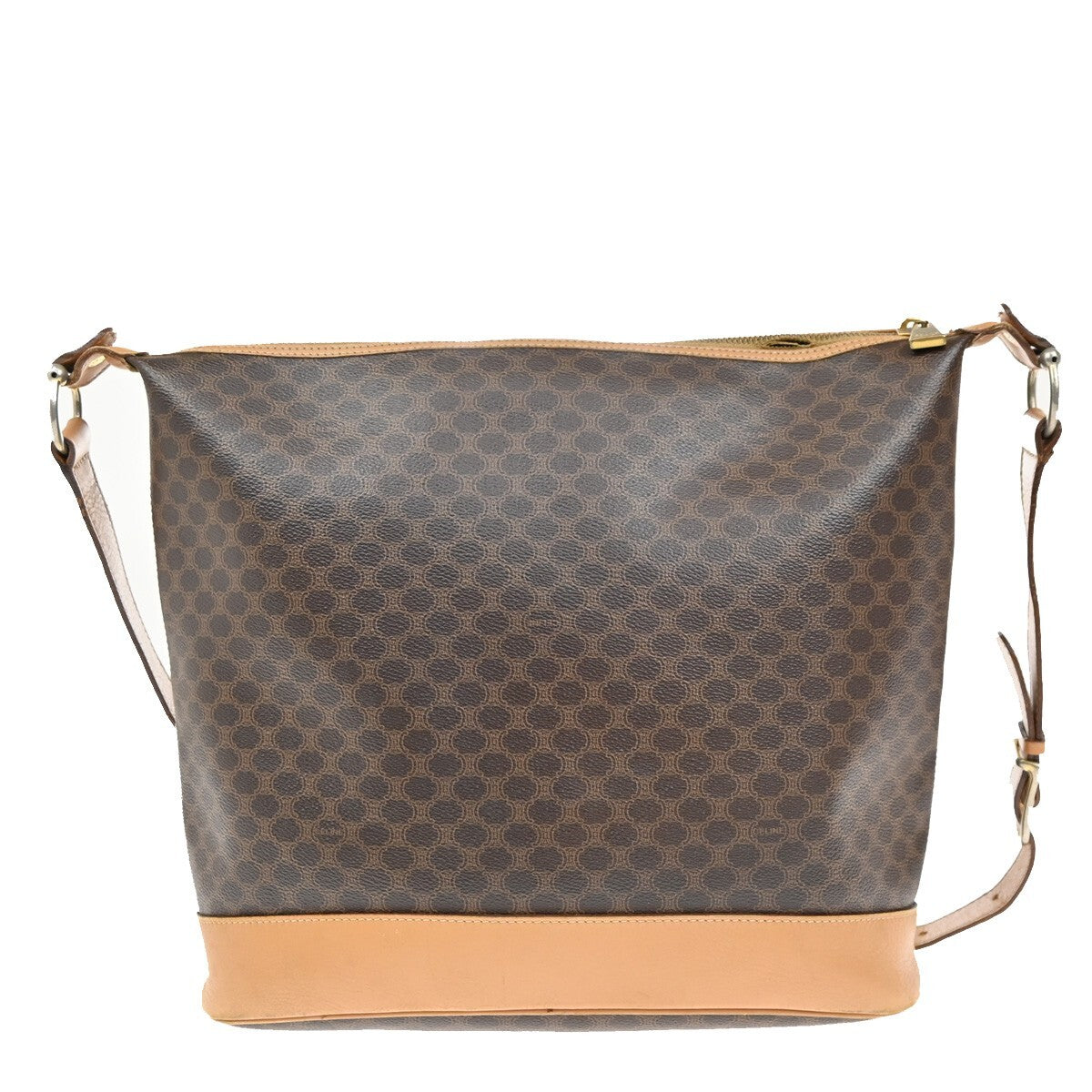 CELINE Logo Macadam Pattern Hand Bag PVC Leather Brown GHW Made in Italy 04EE149
