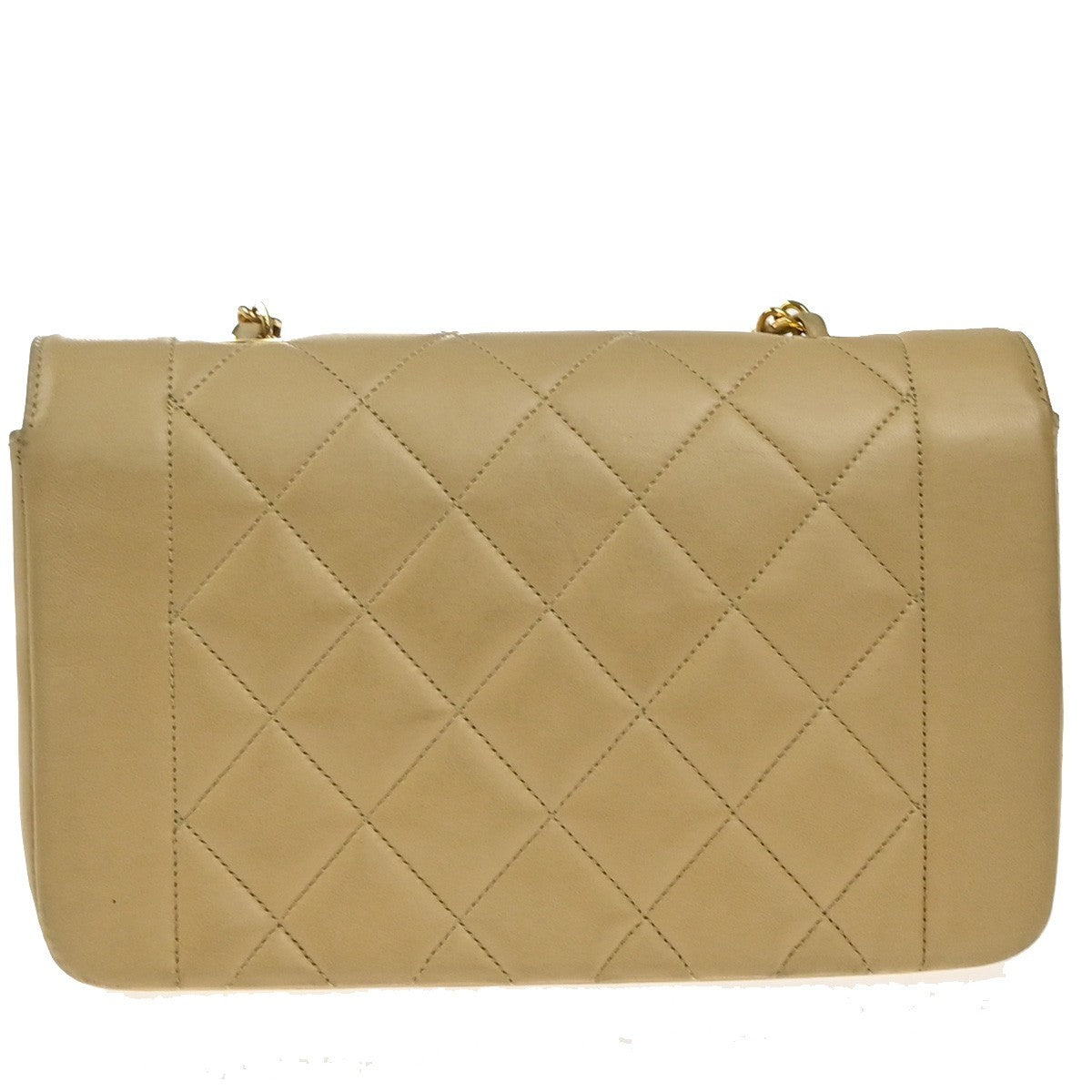 CHANEL CC Diana Matelasse 22 Chain Shoulder Bag Leather Beige Vintage 850RP130