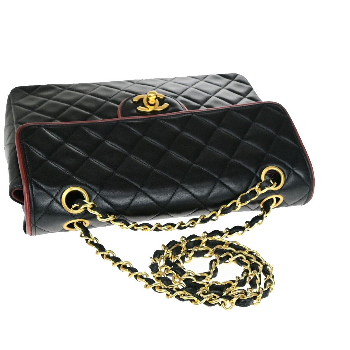 CHANEL CC Matelasse Chain Shoulder Bag Leather Black France Vintage 320RJ932