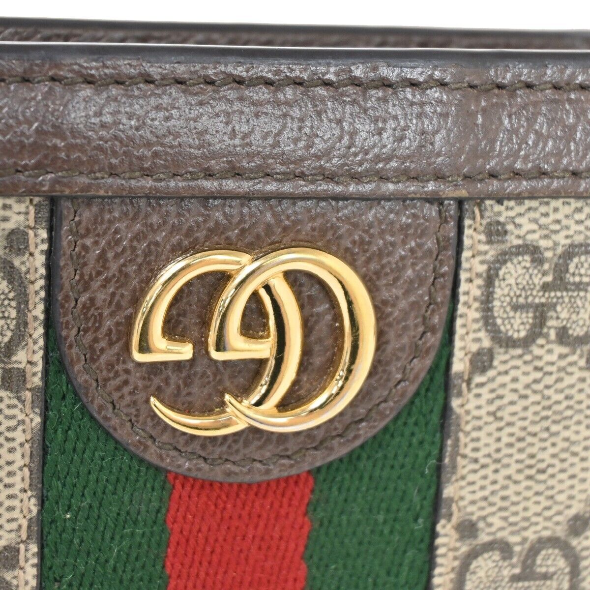 GUCCI Logo GG Ophidia Bifold Wallet Purse Supreme Leather Brown Gold 36SH364