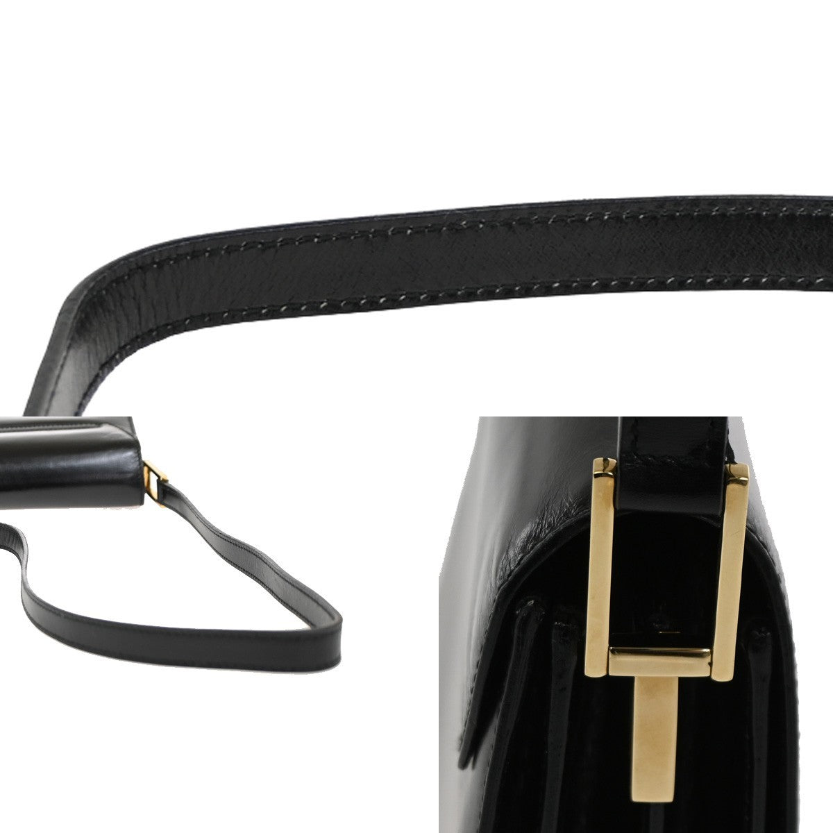 GUCCI Logo GG Shoulder Bag Leather Black Italy GHW 67TA289