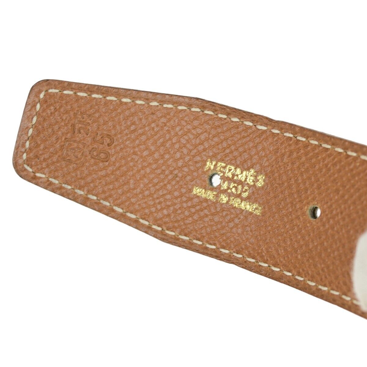 HERMES H Logo Constance Reversible Buckle Belt Leather #65 Black Brown 34YG811