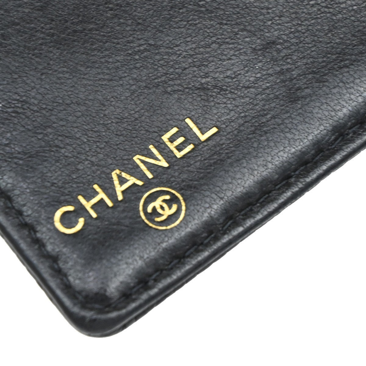 CHANEL CC Logo Long Bifold Wallet Grained Calfskin Leather Black France 16RF812