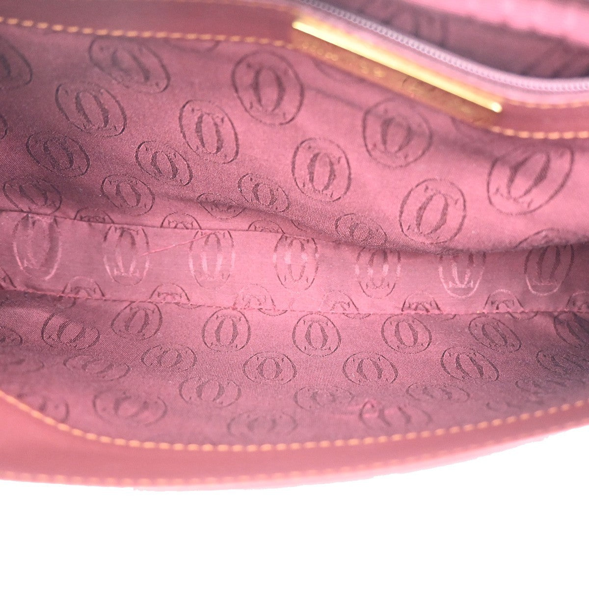 MUST DE CARTIER 2C Logo Clutch Hand Bag Leather Red GHW Italy 09KB640