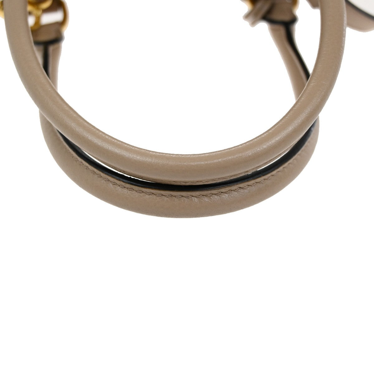 PRADA Logo 2Way Shoulder Hand Bag Leather Charm Beige GHW 636KB360