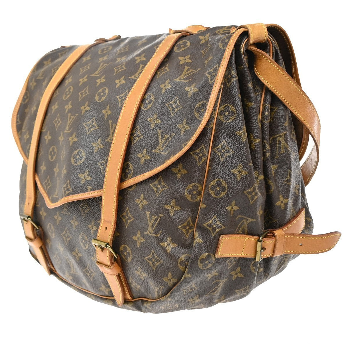 LOUIS VUITTON Logo Saumur 43 Shoulder Bag Monogram Leather Brown M42252 11MA176