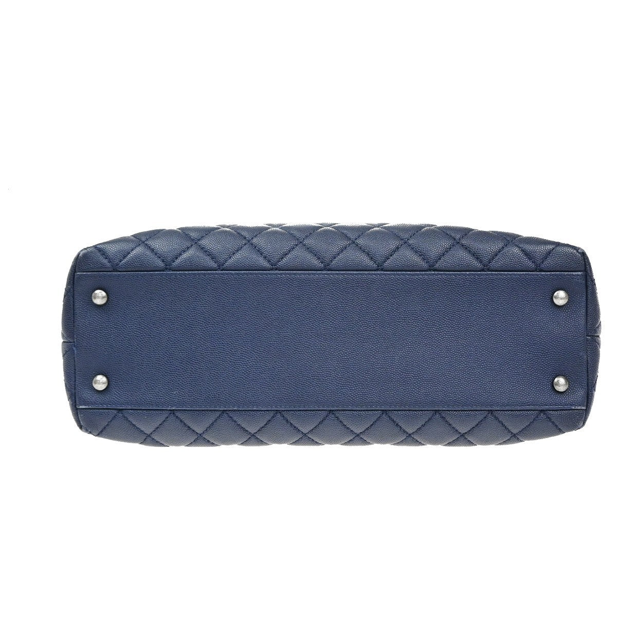 CHANEL 2Way Top Handle Chain Shoulder Bag Grained Calfskin Leather Blue 813RF792
