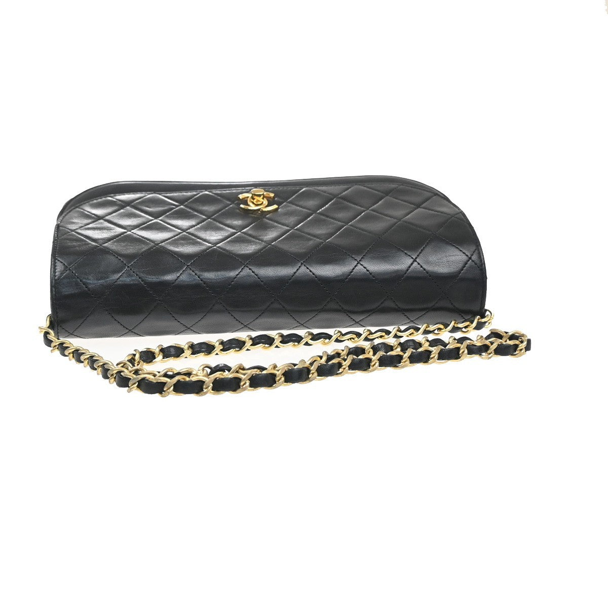 CHANEL CC Logo Double Flap Chain Shoulder Bag Leather Black GHW France 677RL953