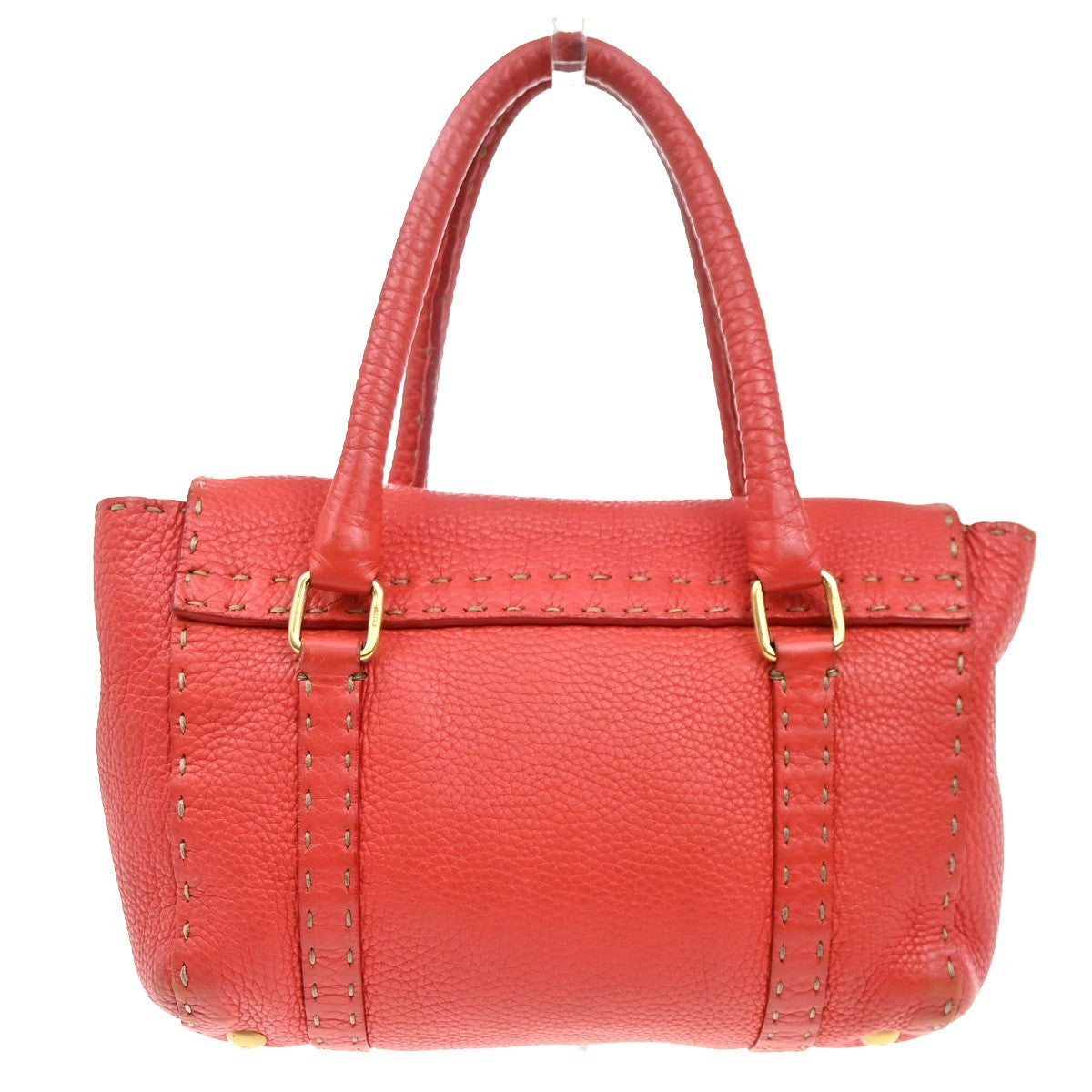 FENDI Logo Selleria Mini Linda Hand Bag Leather Red GHW Italy 31MA128