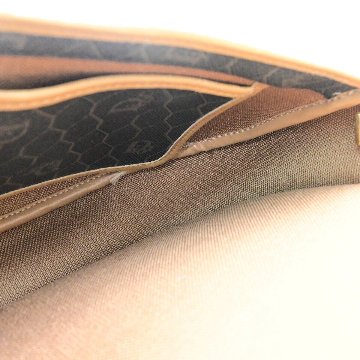 CHRISTIAN DIOR Logos Honeycomb Shoulder Bag PVC Leather Brown Gold 65EC892