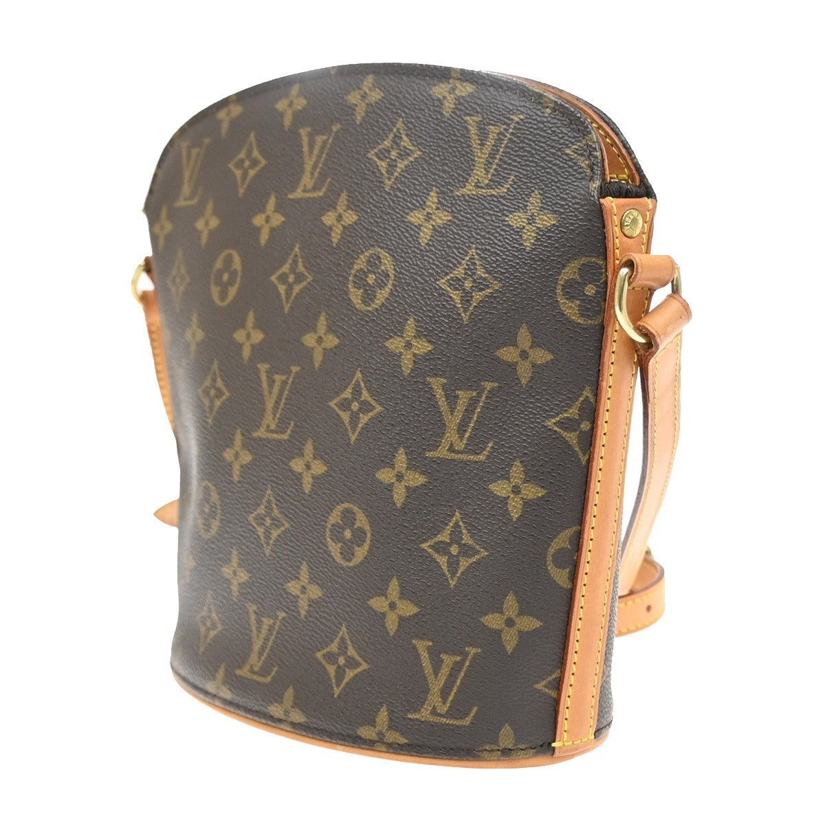LOUIS VUITTON Logo Drouot Shoulder Bag Monogram Leather Brown M51290 77YH948