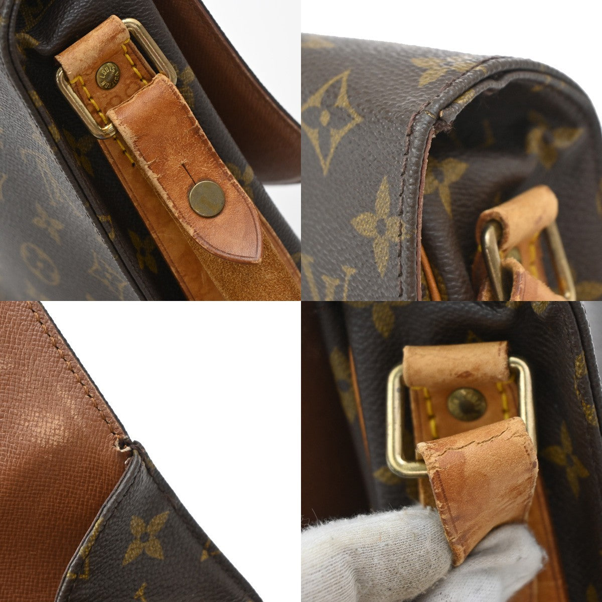 LOUIS VUITTON Cartouchiere MM Shoulder Bag Monogram Leather Brown M51253 64EF845