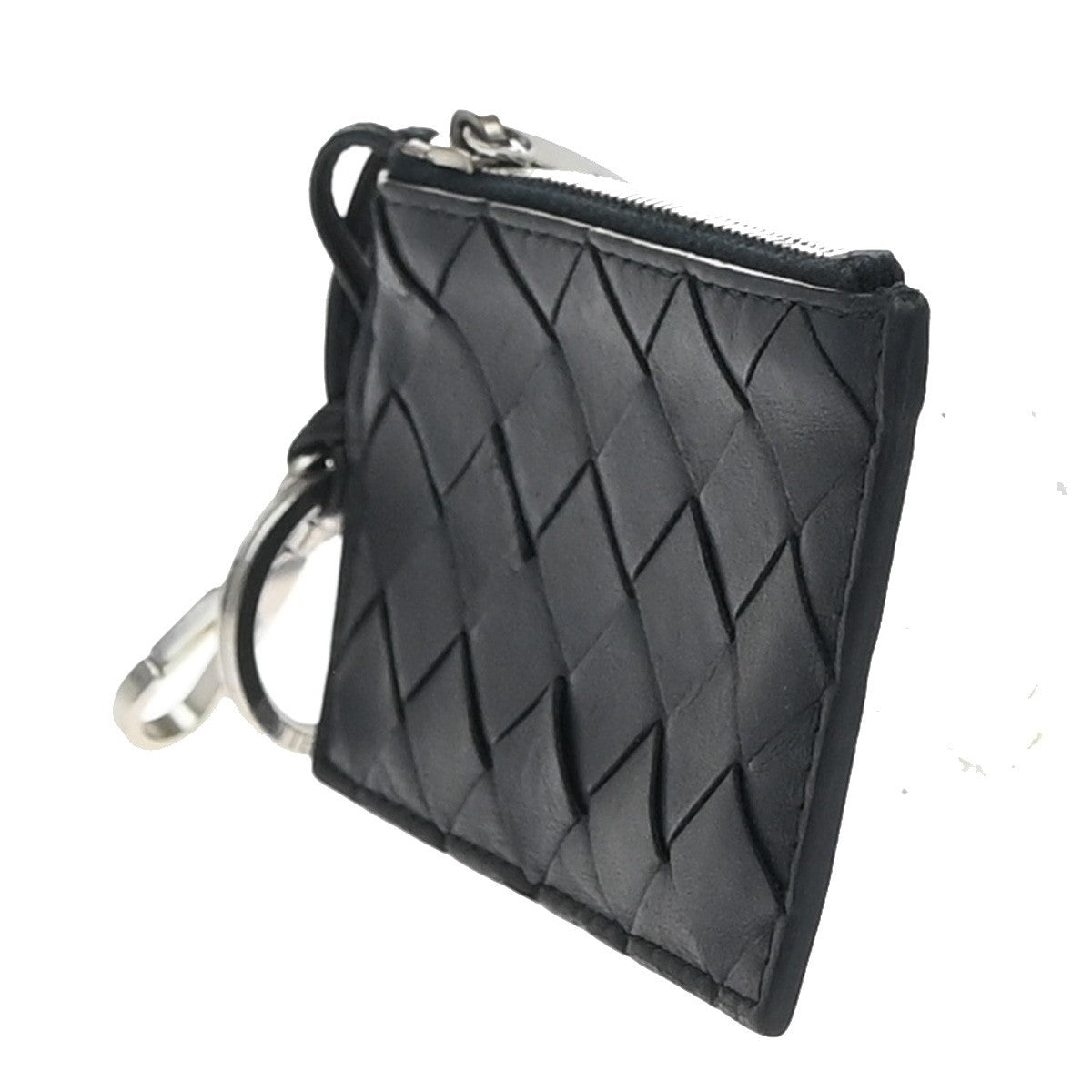 BOTTEGA VENETA Logo Intrecciato Coin Case Wallet Leather Black Italy 66KB125
