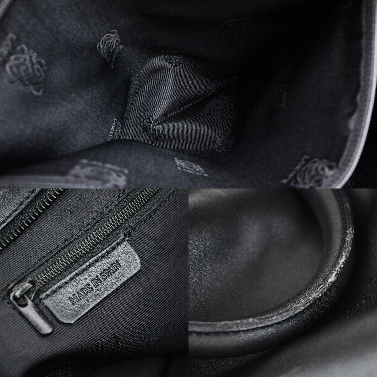 LOEWE AMAZONA 40 Anagram Travel Hand Bad Leather Padlock Black GHW Spain 34YG482