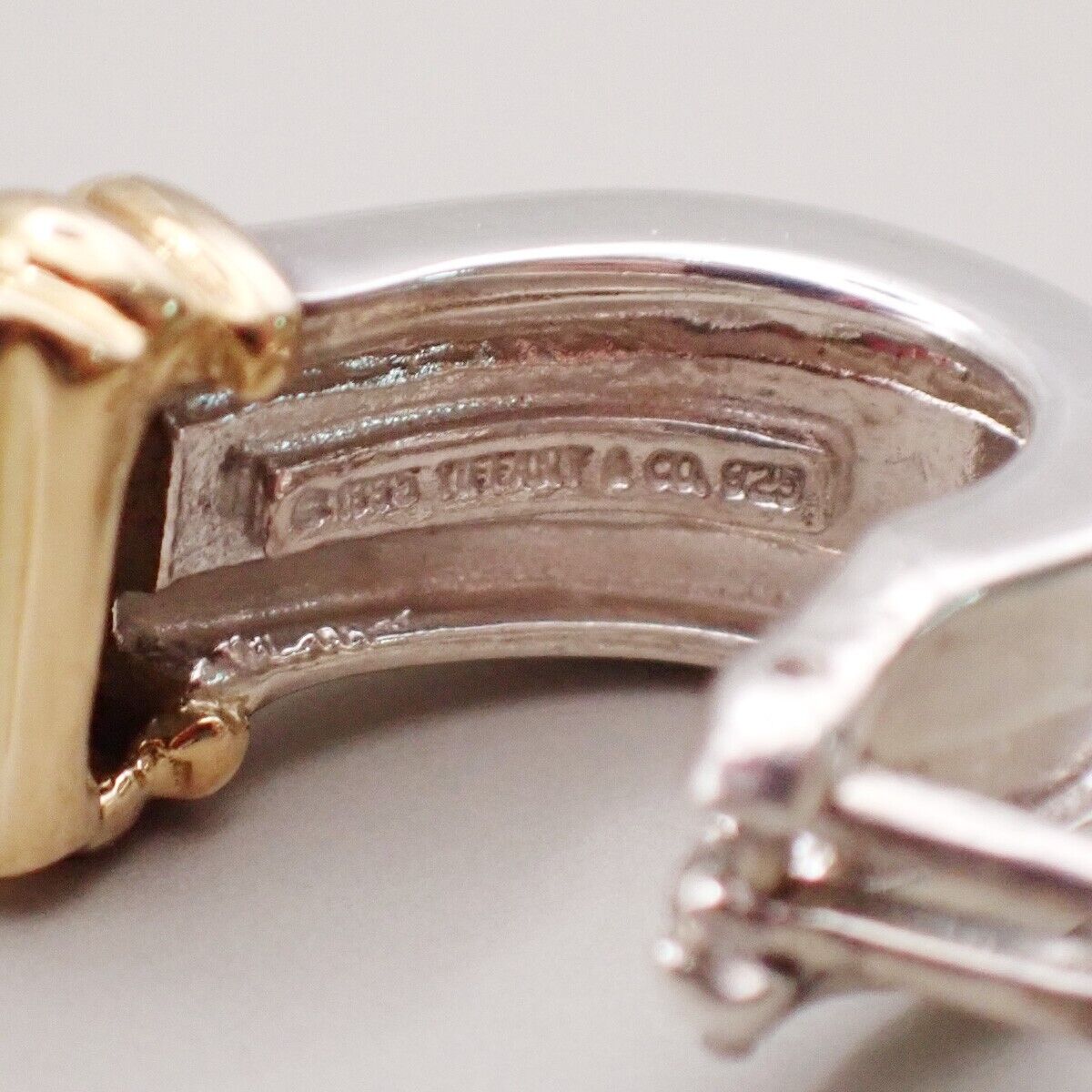 Tiffany & Co. Logo Groove Earrings Gold 750 Silver 925 Hoop 80YF683