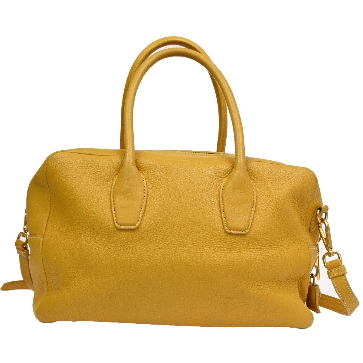 PRADA 2Way Shoulder Hand Tote Bag Vitello Daino Leather Yellow GHW 14DA189